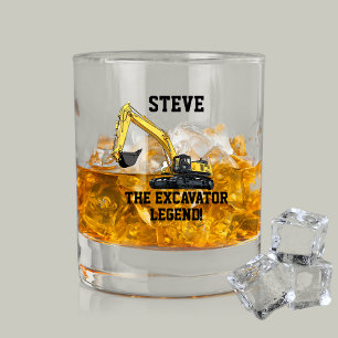 Funny Excavator Legend Heavy Equipment Operator Whiskey Glass
