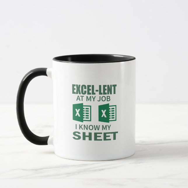 funny Excel SpreadSheet Coffee Mug for Accountant (Left)