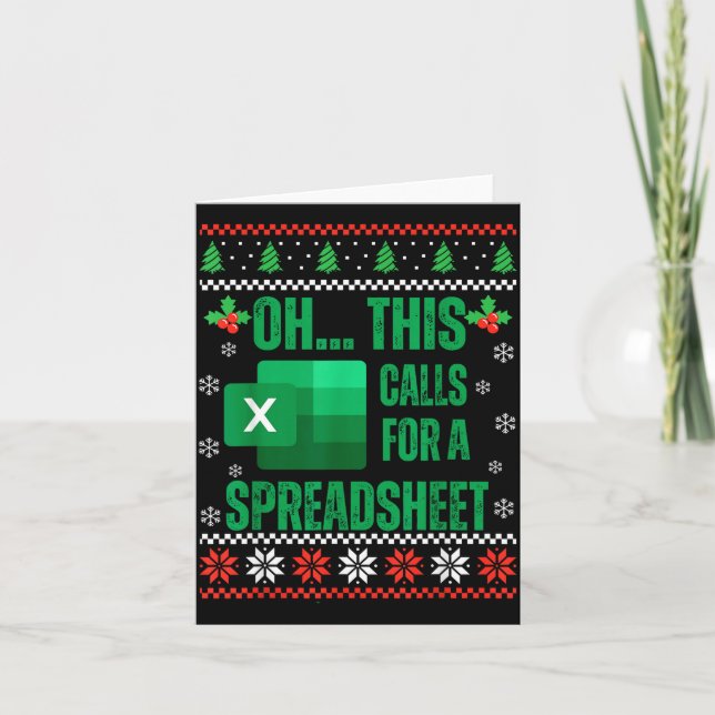 Funny Excel Spreadsheets Christmas Sweater Lover A Card (Front)
