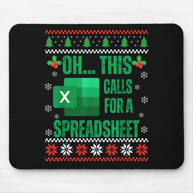 Funny Excel Spreadsheets Christmas Sweater Lover A Mouse Mat (Front)