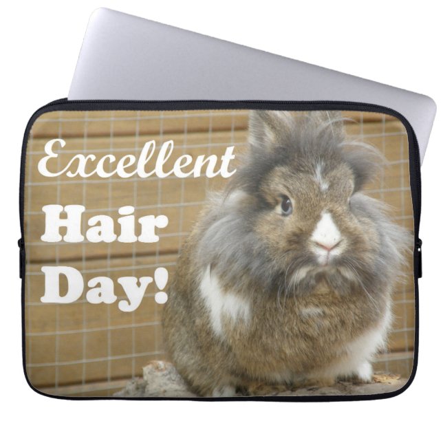 Funny "Excellent Hair Day" for Rabbit Laptop Sleeve (Front)