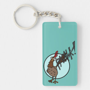 FUNNY EXCITED CHICKEN RECTANGLE KEY CHAIN