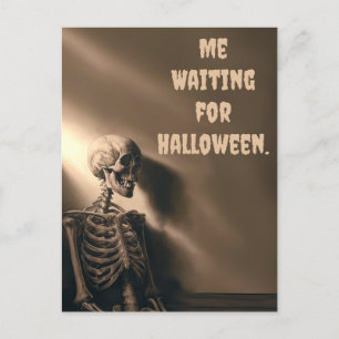 Funny Excited for Halloween Skeleton Custom Holiday Postcard