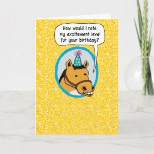 Funny Excited Horse Birthday Card