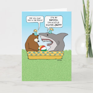 Funny Excited Shark Birthday Card