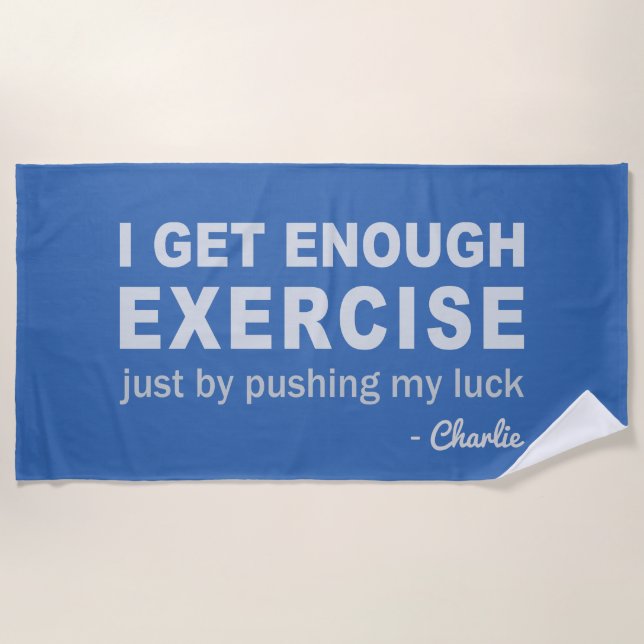 Funny Exercise custom name & colour towel (Front)