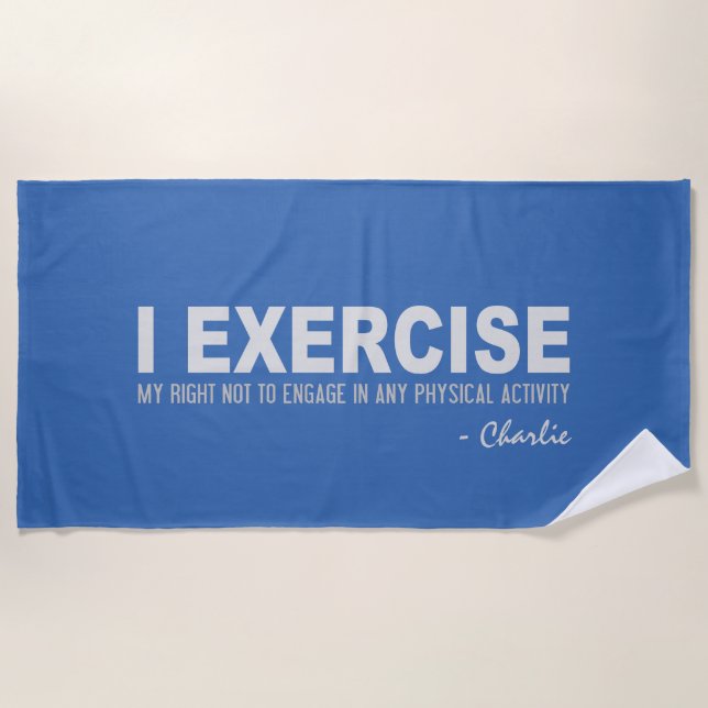 Funny Exercise custom name & colour towel (Front)