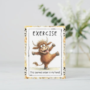 Funny Exercise Highland Cow Greeting Card