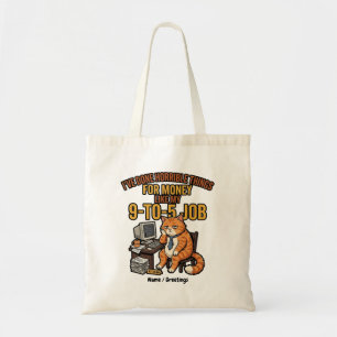 Funny Exhausted Ginger Cat 9-to-5 Work Humour Tote Bag
