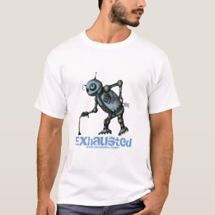 Funny exhausted old robot t-shirt design