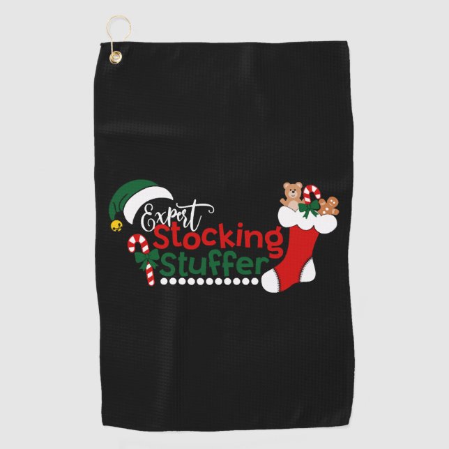 Funny Expert Stocking Stuffer Christmas Golf Towel (Front)