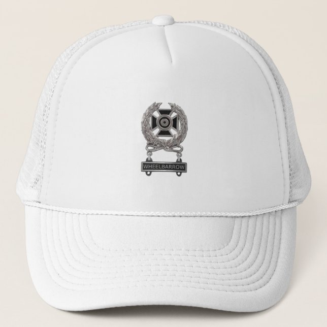 Funny Expert Wheelbarrow Medal Trucker Hat (Front)