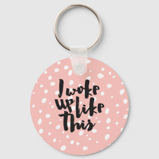 Funny expression coral white modern polka dots key ring