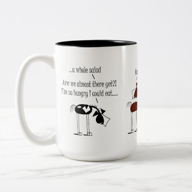 Funny Expression Horse Cartoon Two-Tone Coffee Mug (Left)