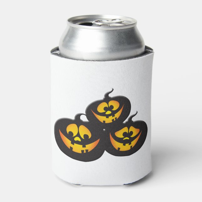 Funny Expressions Halloween Pumpkins Can Cooler (Can Front)