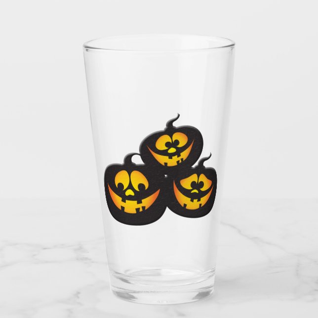 Funny Expressions Halloween Pumpkins Glass (Front)