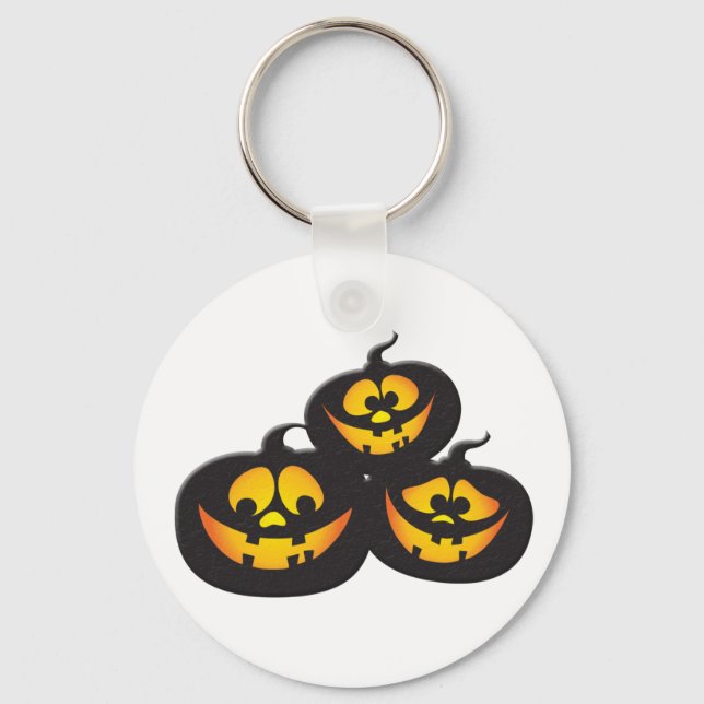 Funny Expressions Halloween Pumpkins Key Ring (Front)