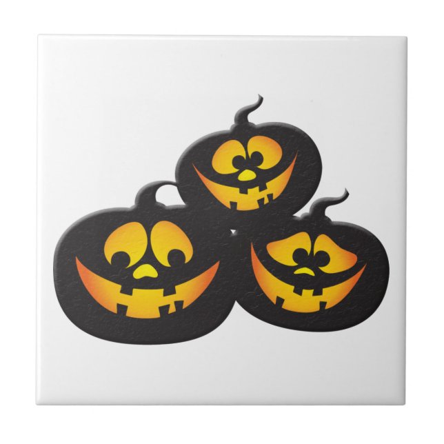 Funny Expressions Halloween Pumpkins Tile (Front)