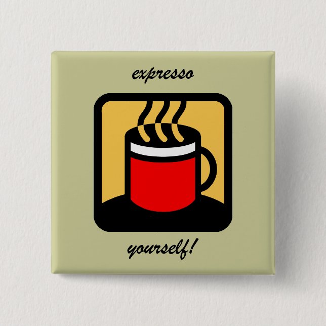 Funny expresso coffee 15 cm square badge (Front)