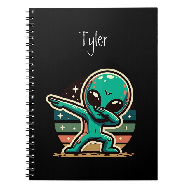 Funny Extraterrestrial Alien Dabbing Personalised Notebook (Front)