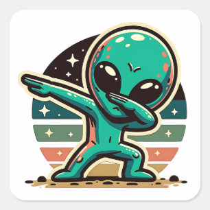 Funny Extraterrestrial Alien Dabbing Square Sticker