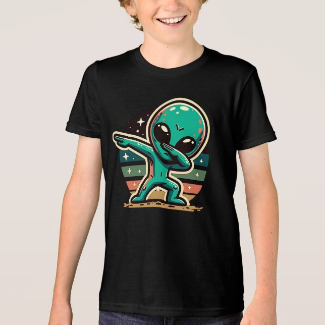 Funny Extraterrestrial Alien Dabbing Tri-Blend Shirt (Front)