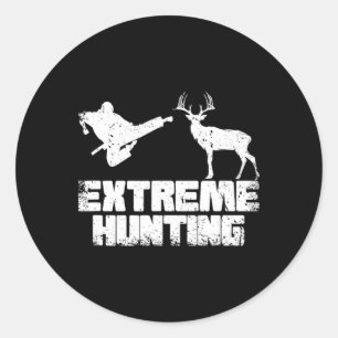 Funny Extreme Hunting Deer Karate Karate Martial A Classic Round Sticker