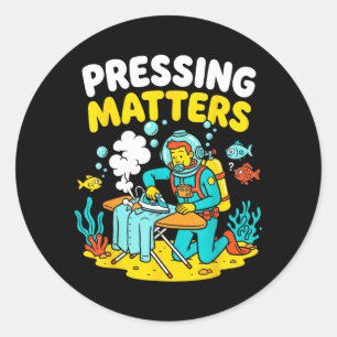 Funny Extreme Ironing Scuba Diver Pressing s Classic Round Sticker