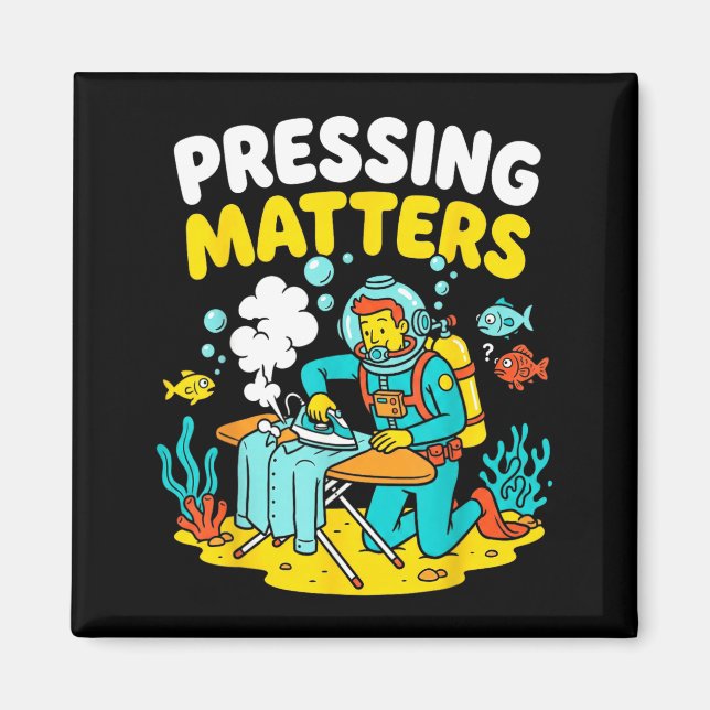 Funny Extreme Ironing Scuba Diver Pressing s Magnet (Front)