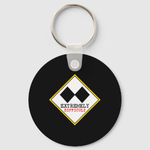 Funny Extremely Difficult Double Black Diamond Ski Key Ring