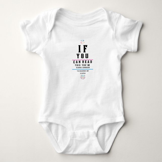 Funny Eye Chart Read my Diaper Baby Bodysuit (Front)