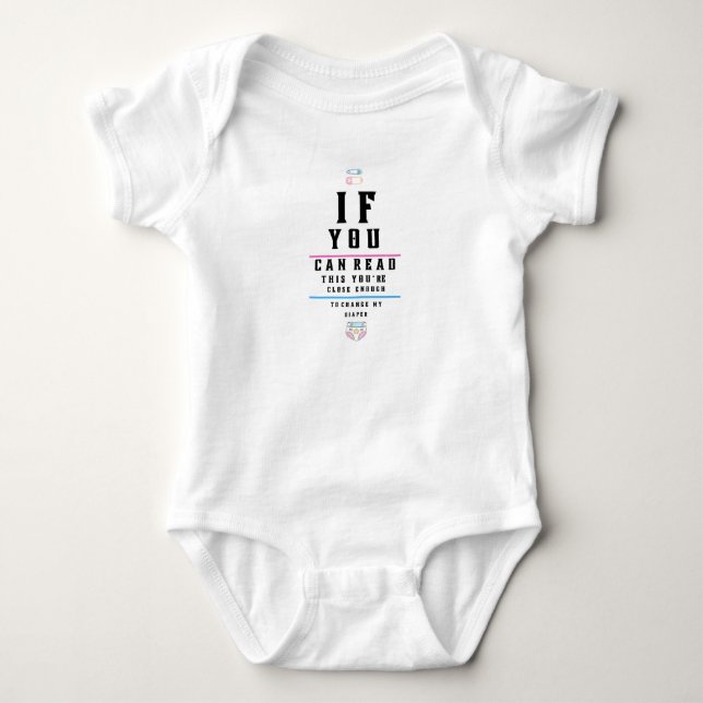 Funny Eye Chart Read my Diaper Baby Bodysuit (Front)
