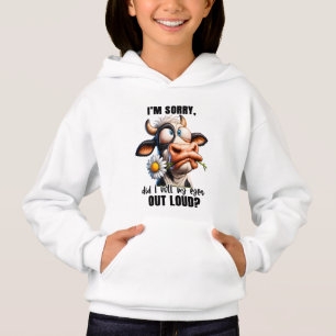 Funny eye rolling cow word art