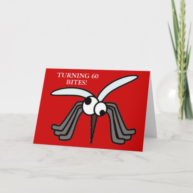 Funny Eyed Mosquito Turning 60 Birthday Card (Front)