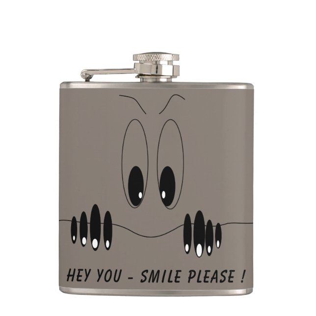 Funny Eyes Flask Smile with Custom Colour and Text (Front)