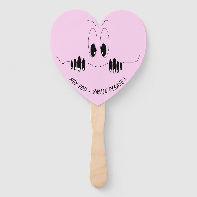 Funny Eyes Hand Fan Smile Custom Text and Colours (Front)