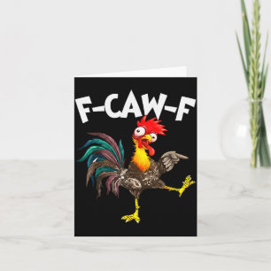 Funny F-awk-f Chicken F-caw-f Rooster Pun Retro  Card