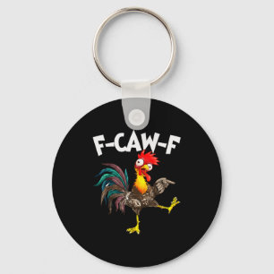 Funny F-awk-f Chicken F-caw-f Rooster Pun Retro  Key Ring