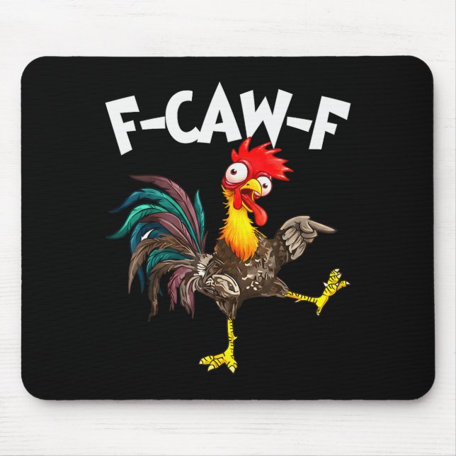 Funny F-awk-f Chicken F-caw-f Rooster Pun Retro  Mouse Mat (Front)