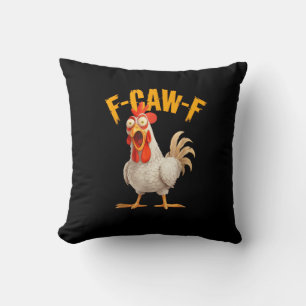 Funny F-Awk-F Chicken F-Caw-F Rooster Pun Retro Vi Cushion