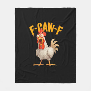 Funny F-Awk-F Chicken F-Caw-F Rooster Pun Retro Vi Fleece Blanket