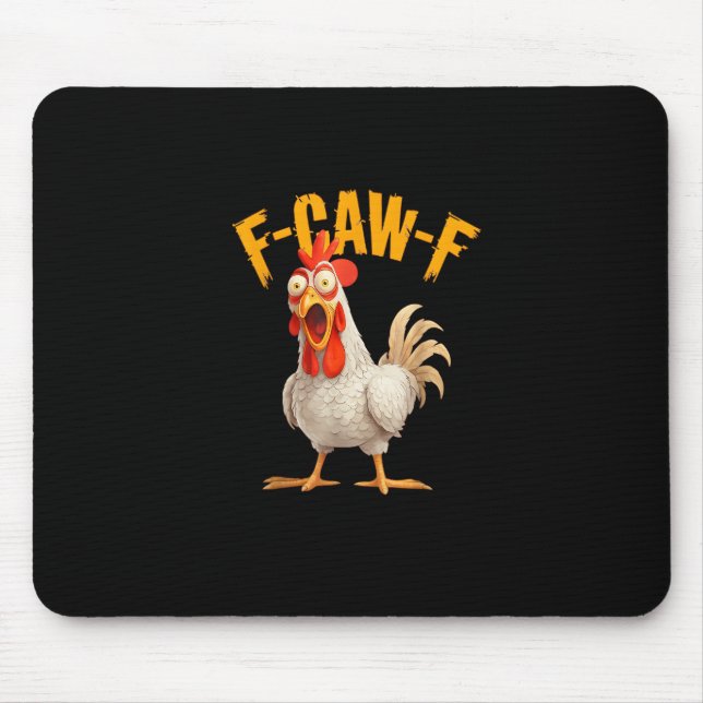 Funny F-Awk-F Chicken F-Caw-F Rooster Pun Retro Vi Mouse Mat (Front)