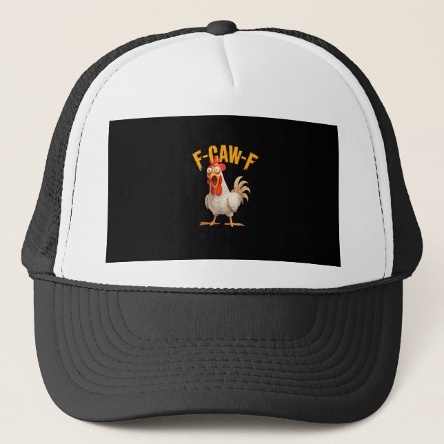Funny F-Awk-F Chicken F-Caw-F Rooster Pun Retro Vi Trucker Hat (Front)