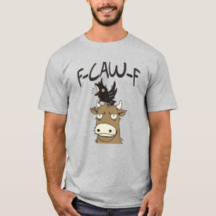 Funny F-Caw-F Black Crow On Cow Head T-Shirt