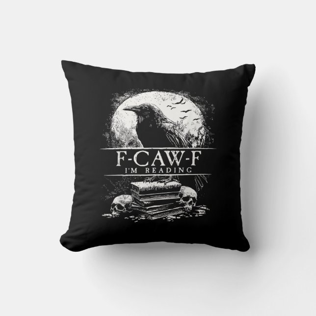 Funny F-Caw-F Books Skulls Gothic Cushion (Front)