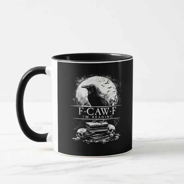 Funny F-Caw-F Books Skulls Gothic Mug (Left)