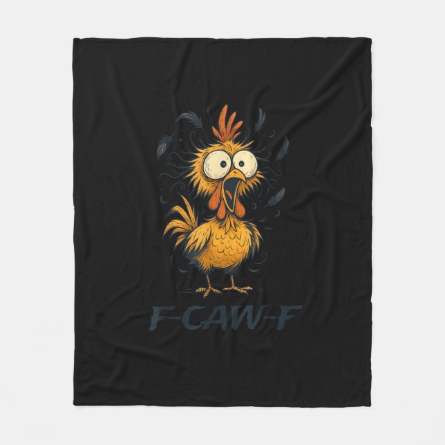 Funny F-Caw-F Chicken Bird F-Caw-F Graphic Minimal Fleece Blanket (Front)