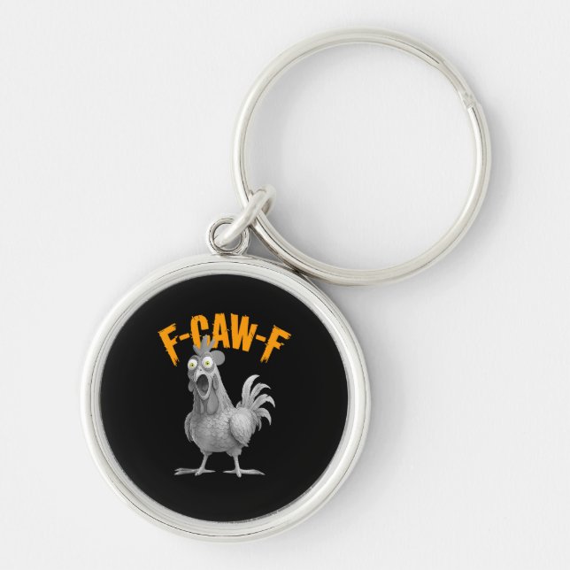 Funny F-Caw-F Chicken F-Caw-F Chicken Retro Classi Key Ring (Front)