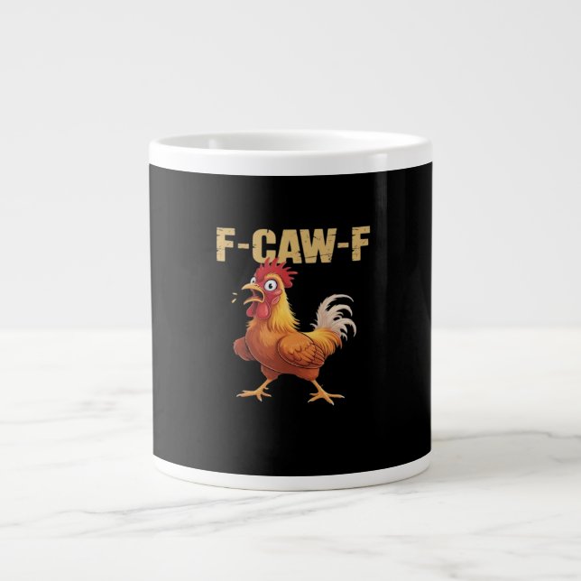 Funny F Caw F Chicken Retro Style Design Large Coffee Mug (Front)