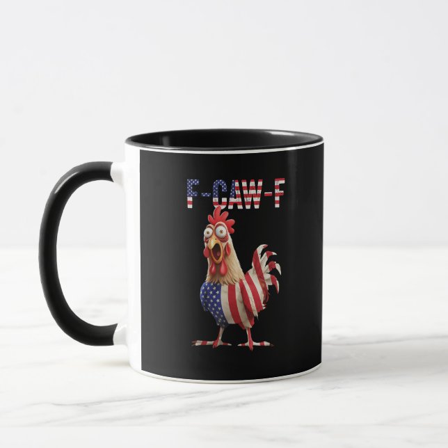 Funny F-Caw-F Chicken USA Flag F-Caw-F American Ch Mug (Left)
